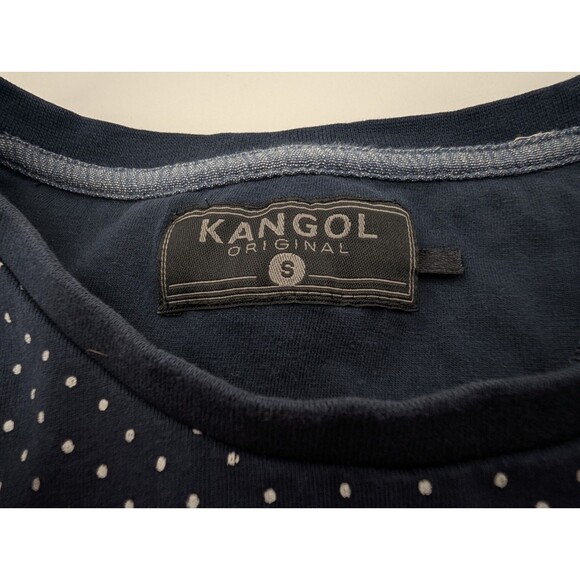 Kangol Navy Blue Polka Dot Logo Short Sleeve Crew Neck T-Shirt Size Small - Picture 3 of 6